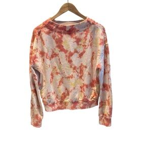 Anthropology Pilcro Tie-Dye Long Sleeve Crewneck Top Orange/Pink/Yellow Size Med